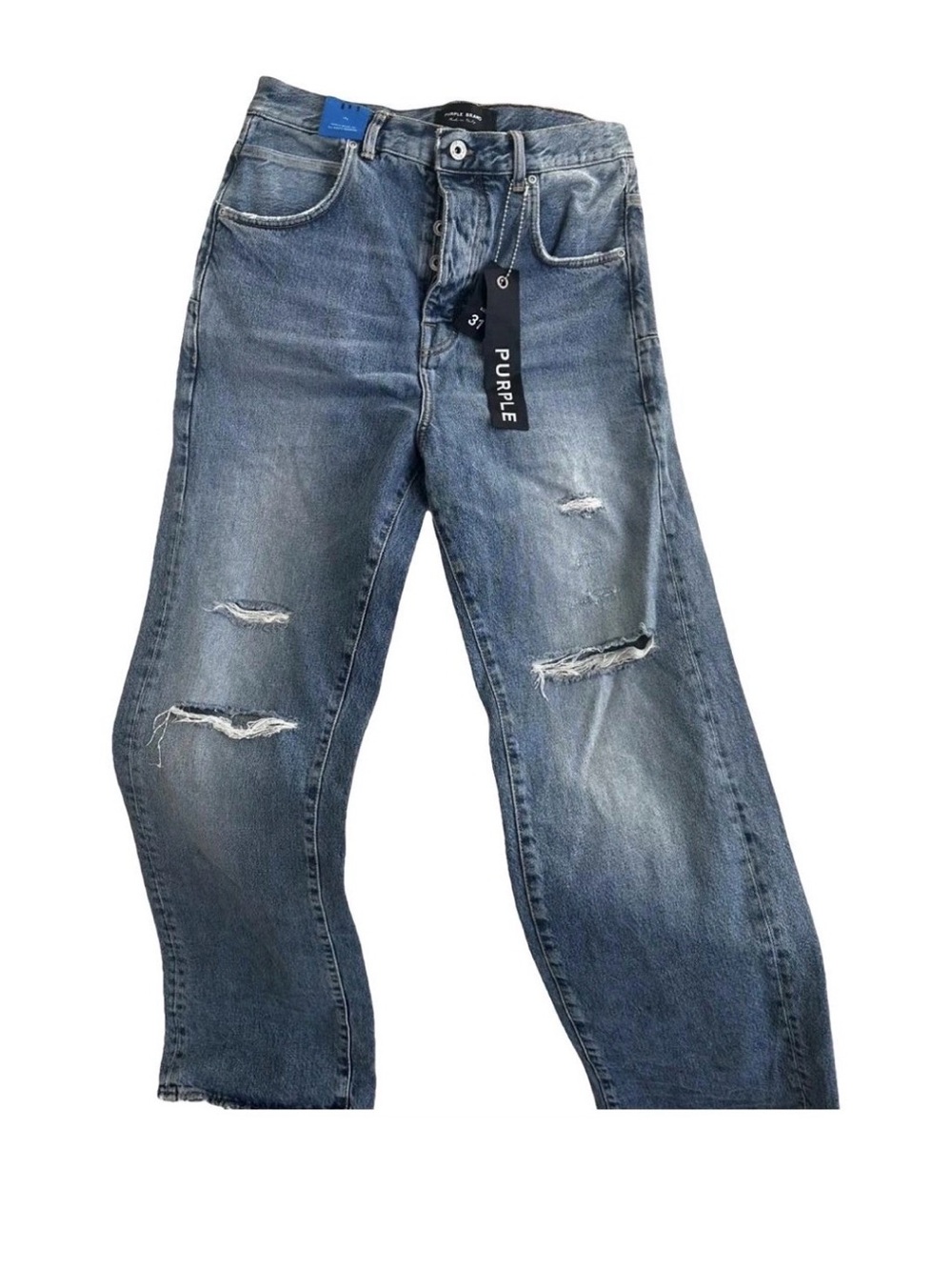 Purple Relaxed Fit Men's Distressed Blue Jeans size 31